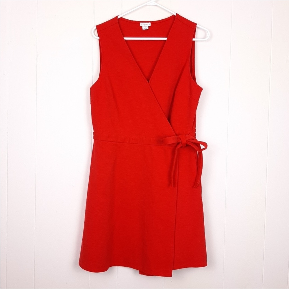 ☀️2/$29 Sale! J by J. Crew Ponte Wrap Dress Poppy Red sleeveless structured v